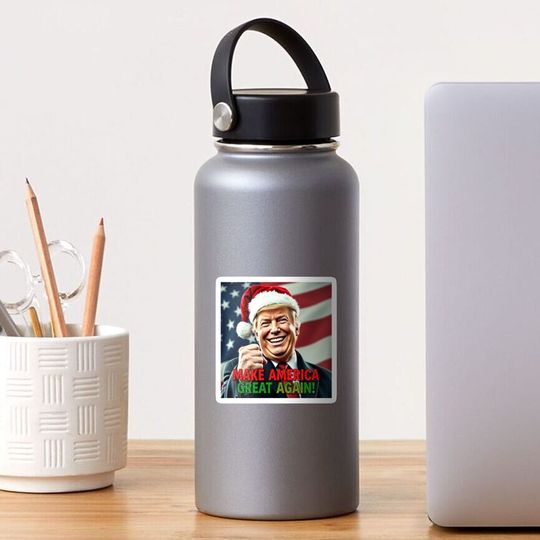 MAKE AMERICA GREAT AGAIN! - Festive Holiday Humor with Donald Trump Sticker