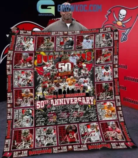 Tampa Bay Buccaneers 1974-2024 50th Anniversary Blanket Quilt