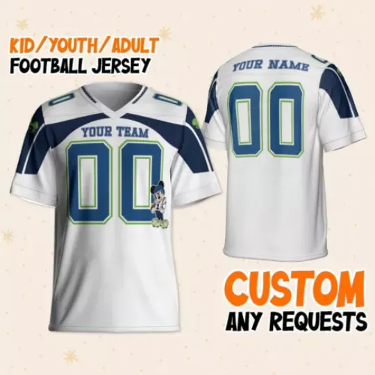 Custom Disney Mickey Super Star Seahawk Sport White Football, Disney Fan Football