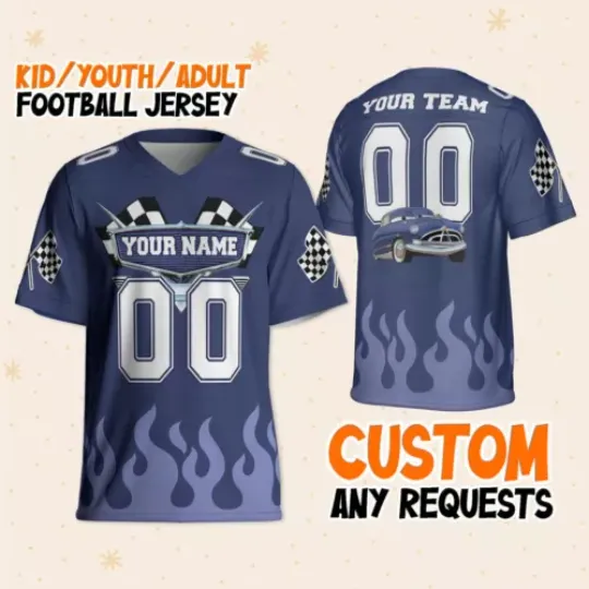 Doc Hudson Football Jersey, Custom Front Back Football Soccer V-neck Mesh Jersey