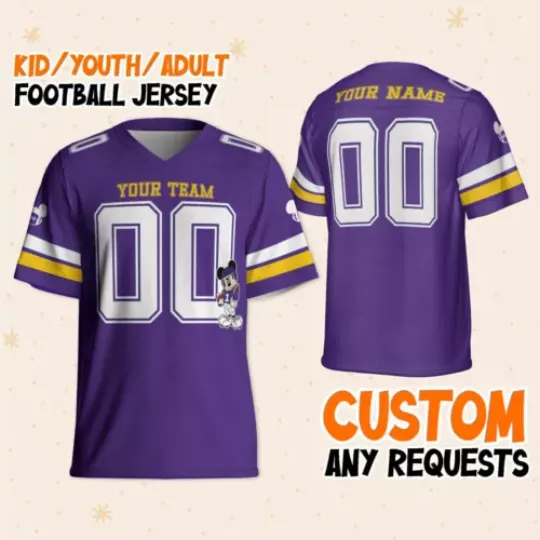 Custom Disney Mickey Super Star Viking Sport Purple Football, Disney Fan Football