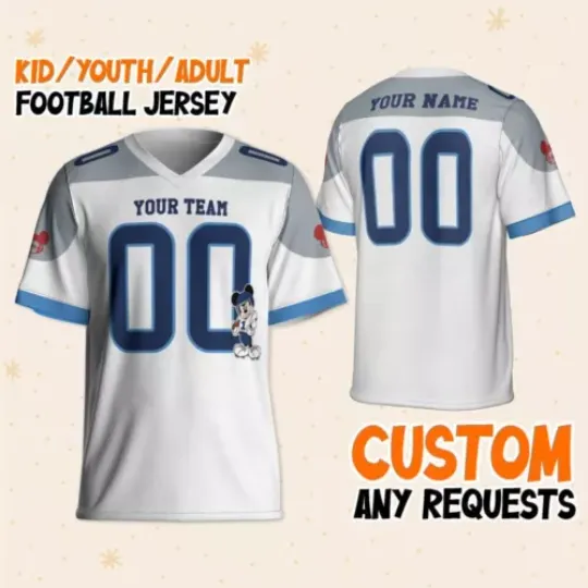 Custom Disney Mickey Super Star Titans White Football, Magic Kingdom Cartoon