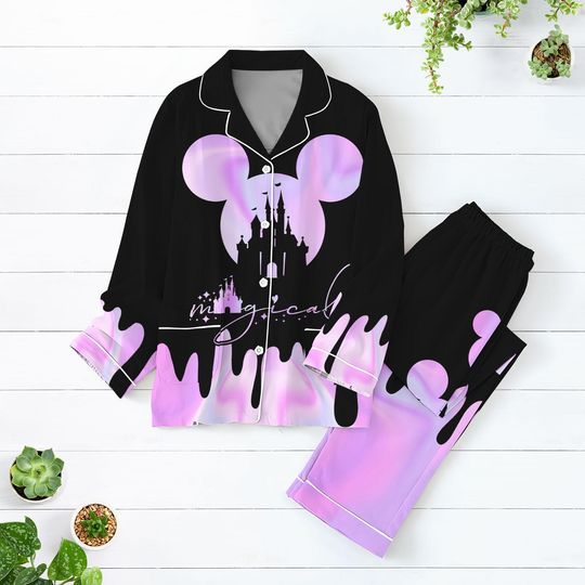 Christmas Mickey Magical Pajamas Set, Disney Mouse Costume, Long Sleeve Pyjamas, Mickey Mouse Holiday Pjs, Cartoon Movie Pajamas Pants