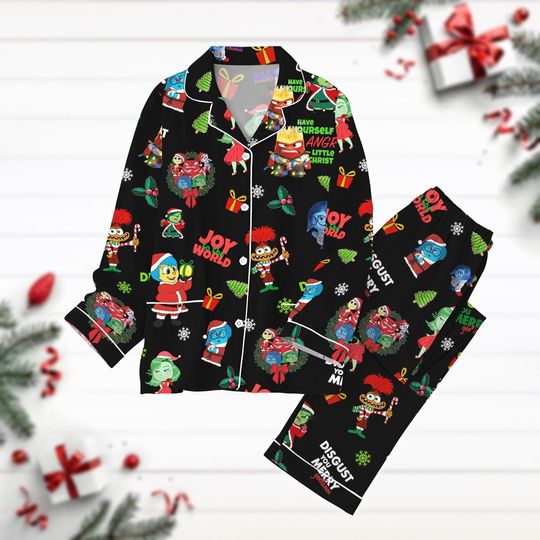 Christmas Inside Out Pajamas Set, Joy Anger Sadness Anxiety Xmas Pyjamas, Disney Emotions Holiday Pajamas, Pixar Pjs, Pajamas Family
