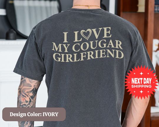 I Love My Cougar Girlfriend Shirt, Valentines Day Gift, Comfort Colors I Heart My Cougar Shirt, Boyfriend Gift, I Love My Girlfriend Shirt