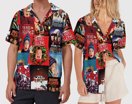 3D Home Alone Hawaiian Shirt, Kevin Mccallister Christmas Hawaiian Shirt, Christmas Movie Button Up Shirt, Funny Home Security Aloha Shirt