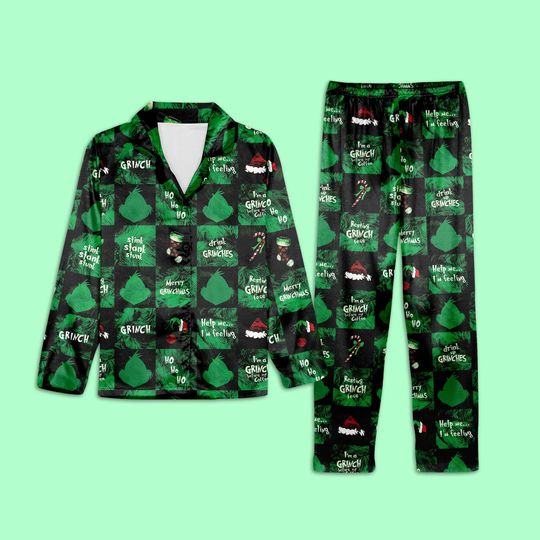 Merry Grin Christmas Pajamas - funny character Christmas Gifts -  Christmas Movie Shirt - Christmas Party Pajamas set - funny character Pajamas set