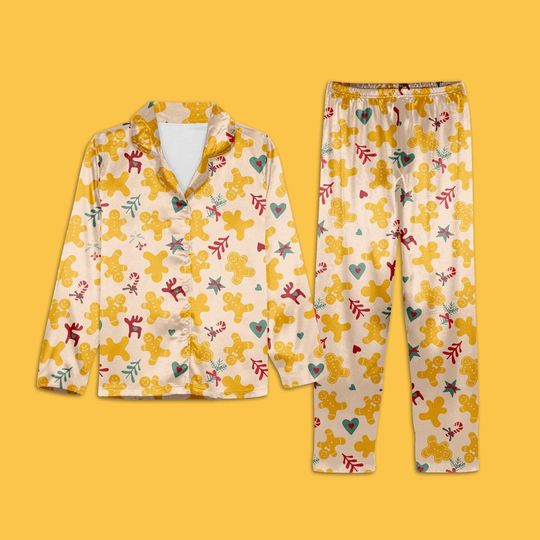 Gingerbread Pattern Pajamas set  - Gingerbread Pajamas - Christmas Pajamas set - Merry Christmas Happy Holiday Outfits