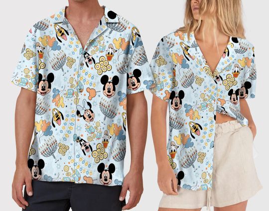 Disney Mickey and Friends Celebrating Hanukkah Hawaiian Shirt, Disney Celebrating Hanukkah Button Up Shirt, Mickey Hanukkah Gift