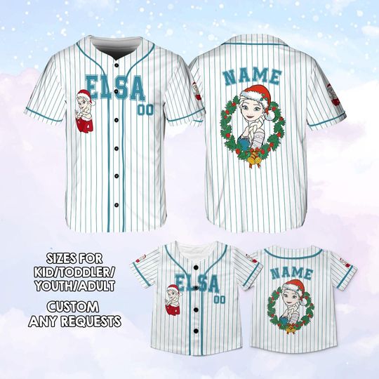 Personalized Elsa Christmas Princess Baseball Jersey, Christmas Princess Movie Elsa Jersey, Personalized Family Vacation Trip Jersey