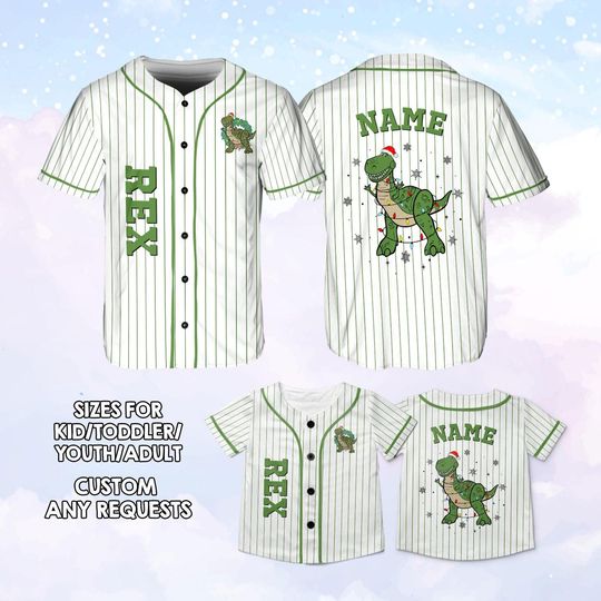 Personalized Toy Story Rex Baseball Jersey, Toy Story Movie Rex Jersey, Disney World Trip Toy story Jersey, Disney Baseball Jersey