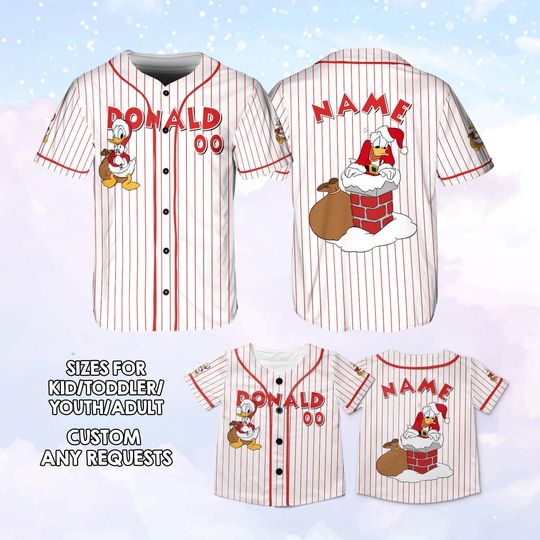 Personalized Mickey and Friends Donald Baseball Jersey, Mickey and Friends Movie Donald Jersey, Funny Family Disney Cartoon Gift