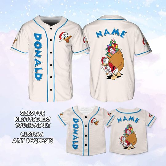 Personalized Mickey and Friends Donald Baseball Jersey, Mickey and Friends Movie Donald Jersey, Disney Family Trip Shirt