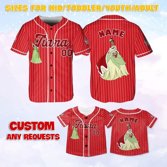 The Princess And The Frog Tiana Baseball Jersey, Tiana Christmas Jersey, Princess Disney Jersey, The Princess And The Frog Matching Costume