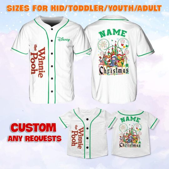 Winnie The Pooh Baseball Jersey, Personalized Family Vacation Trip Jersey, Funny Family Disney Cartoon Gift, Disney Matching Jersey