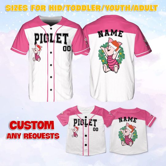 Winnie The Pooh Piglet Baseball Jersey, Disney Piglet Characters Jersey, Winnie The Pooh Cartoon Shirt, Disney Matching Jersey