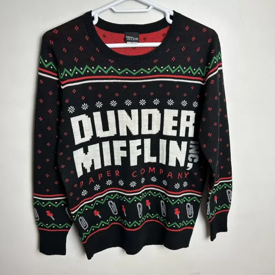 Dunder Mifflin Ugly Christmas Sweater The Office Size Large Holiday Knit Unisex