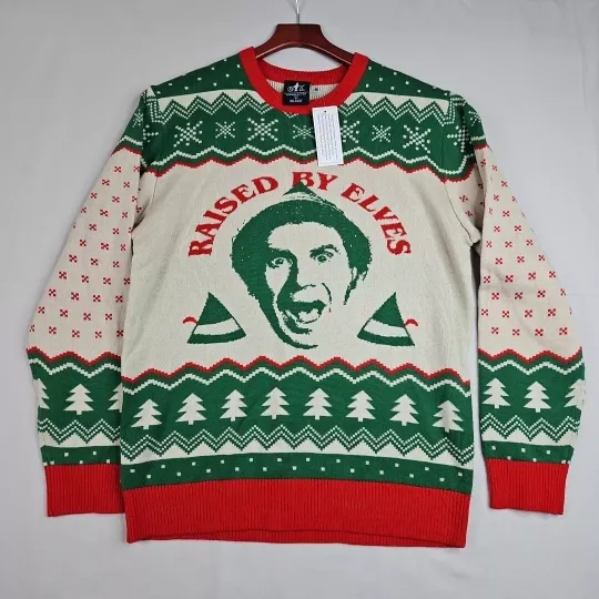 Elf Christmas Ugly Sweater Buddy The Elf Movie Green Red Holiday Men’s Size Med