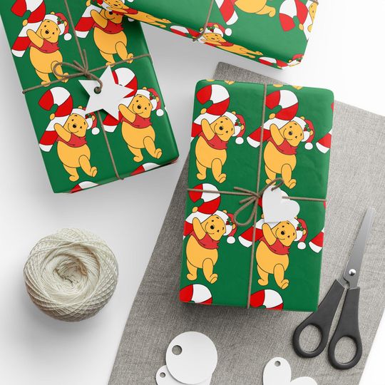 Winnie the Pooh Wrapping Paper, Classic Disney Gift Wrap, Children's Birthday Party Decor, Baby Shower Supplies, Gift Packaging
