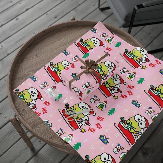 Retro Keroppi Frog Kitty Christmas Wrapping Paper