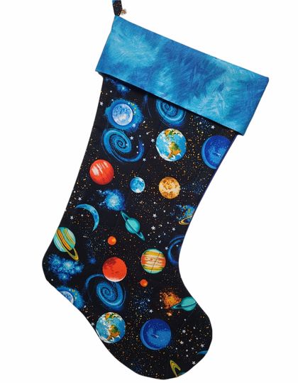 Solar System Quilted Christmas Stocking