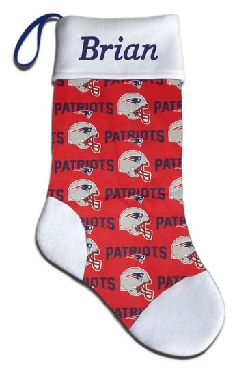 Personalized football New England Patriots Football Christmas Stocking