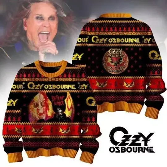 Ozzy Osbourne Madman 2024 Heavy Metal Band Ugly Christmas Sweater XS-5XL