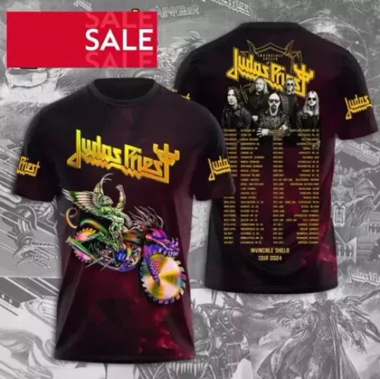 Judas Priest Invincible Shield 2024 Tour Shirt,Judas Priest 3D T-Shirt