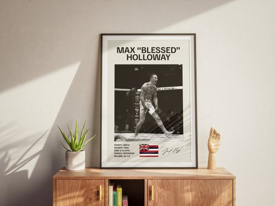 Max Holloway Poster, UFC Poster, Poster Ideas, Fighter Poster, Athlete Motivation, Wall Decor, UFC, Sports Poster