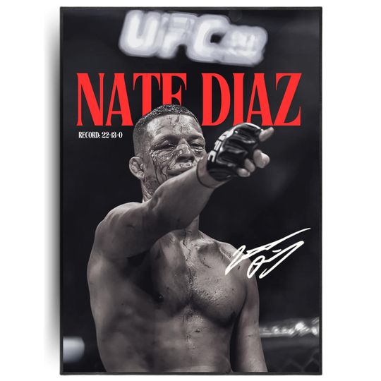 Nate Diaz Fighter Poster, Ufc Wall Art, Decor
