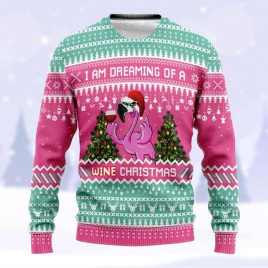 Pink Flamingo Christmas Sweater, Flamingo Lovers Holiday Sweater, Animal Lover Sweaters, Flamingo Xmas Sweater, Nature Lover Sweater