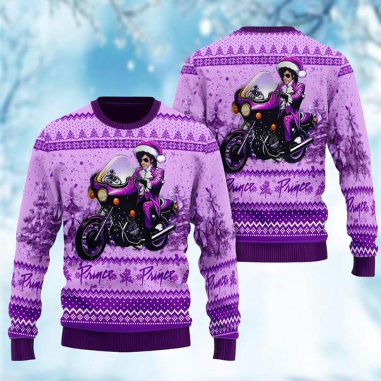 Prince Santa Ugly Sweater, Prince Purple Christmas Sweater, Prince Holiday Sweater, Prince Purple Xmas Sweater, Prince Fan Gift