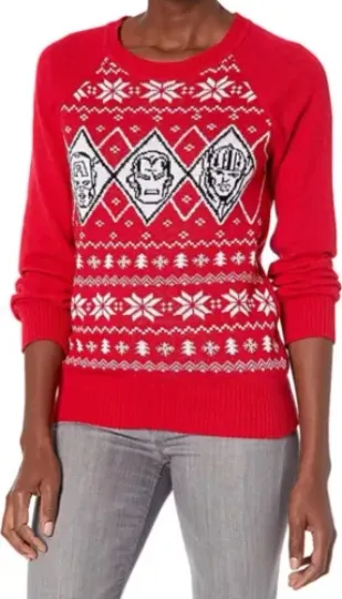 NWT~Women's Large Marvel Licensed Christmas Sweater Ugly Xmas Contest Iron Man