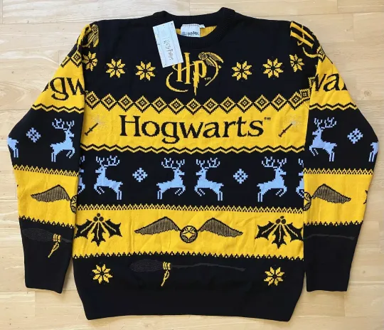Large 44" Harry Potter Hogwarts Golden Snitch Ugly Christmas Jumper Sweater Xmas