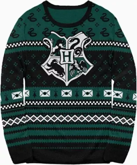 Adult Unisex Harry Potter Movie Slytherin Logo Ugly Christmas Sweater