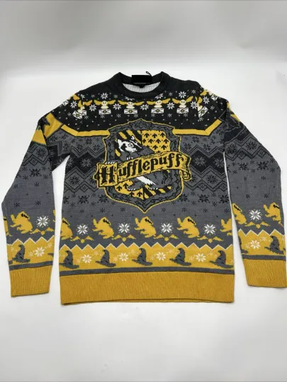 Harry Potter Hufflepuff Ugly Holiday Sweater Size XS Yellow