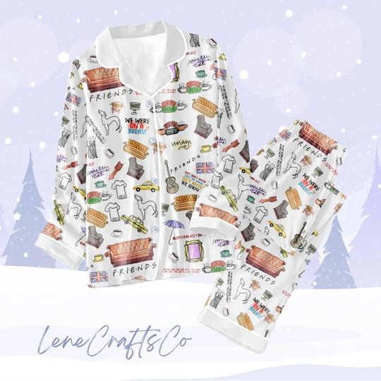 Friends TV Series Christmas Pajamas, Retro Sitcom Pajamas Set, Chandler Bing Christmas Pajamas, Friends Pajamas Set Custom, Holiday Pjs