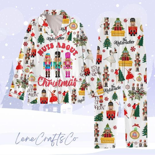 Nutcracker Christmas Pajamas, Faux Sequin Pajama Set, Sugar Plum Fairy Holiday Pajamas, Nutcracker Ballet Family Pjs, Christmas Pajamas