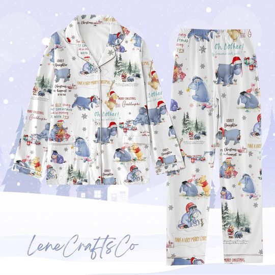 Disney Eeyore Christmas Pajamas, Winnie The Pooh Pajama Set, Eeyore Donkey Holiday Pjs, Pooh and Friends Family Pajamas, Xmas Pajamas