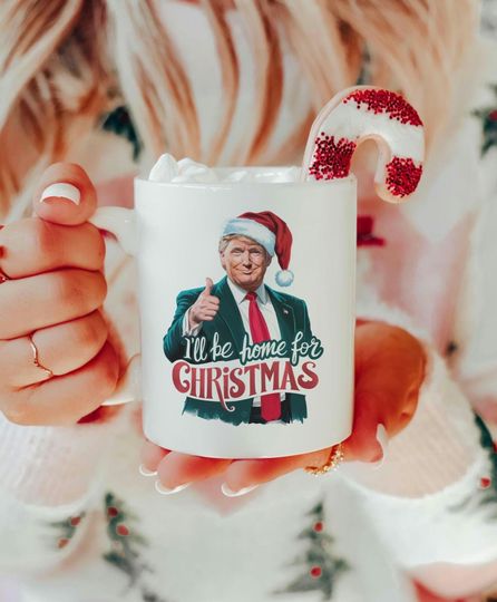 Trump Christmas Mug Funny Conservative Gift for Friend - America First Holiday Gift Idea - Design on Both Sides