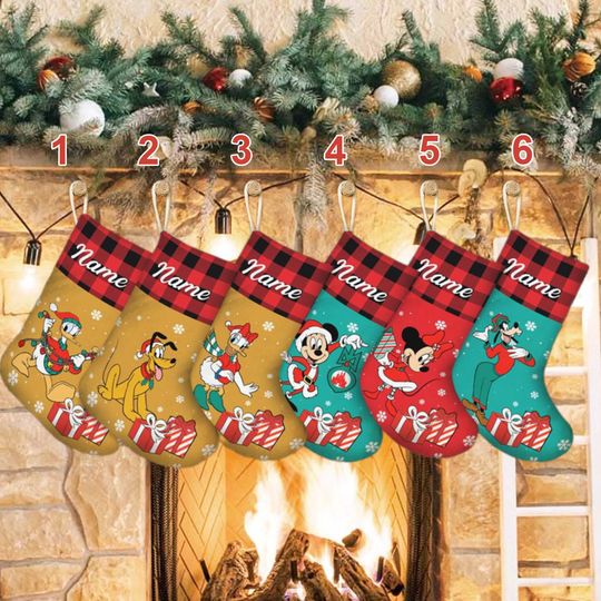 Personalized Mouse And Friends Xmas Stocking, Mouse Santa Clause Christmas Stockings, Mouse Movie Christmas Socks Home Decoration