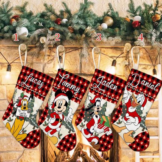 Personalized Mouse And Friends Xmas Stocking, Duck And Dog Christmas Stockings, Cute Friends Christmas Socks Home Decoration