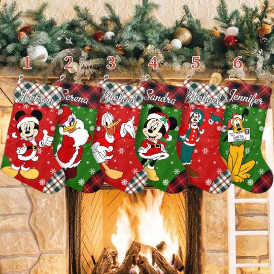 Mouse And Friends Santa Claus Xmas Stocking, Mickey Mouse Christmas Stockings, Mickey And Friends Christmas Socks Home Decoration