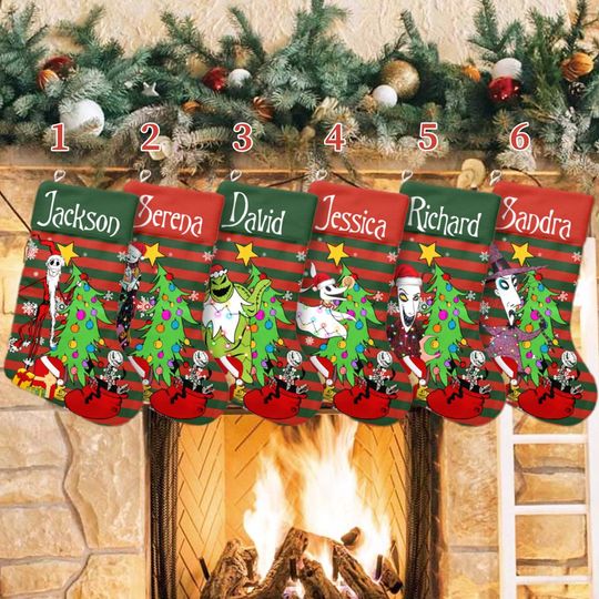 Ghost With Christmas Tree Xmas Stocking, The Nightmare Before Christmas Stockings, Horror Characters Christmas Socks Home Decoration