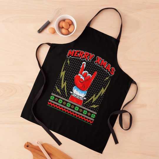 Heavy Metal and Rock Ugly Christmas Sweater Apron