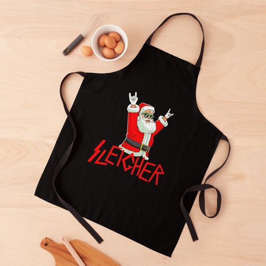 Sleigher Funny Christmas Heavy Metal Music Gifts Men Women T-Shirt Apron