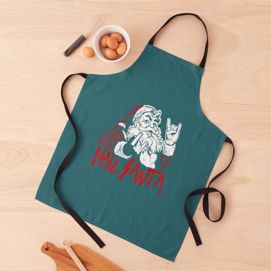 Hail Santa Sleigher Heavy Metal Christmas Xmas Rock & Roll Apron