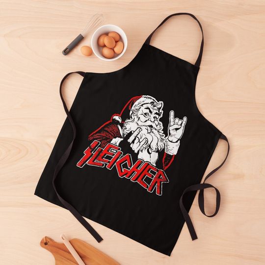 Sleigher Hail Santa Heavy Metal Christmas For Men & Women  Apron