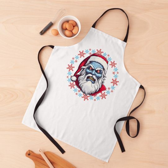 Zombie Santa Clause Creepy and Scary Ugly Sweater Style Christmas Apron