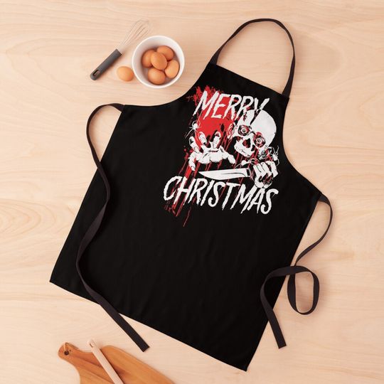 Creepy Black Christmas Bloody Serial Killer Merry Christmas Apron